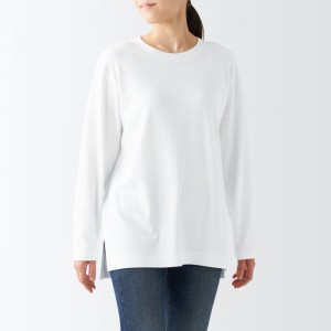 Muji Interlock Long Length L/S Donna Magliette Bianche | MF1P1T64T