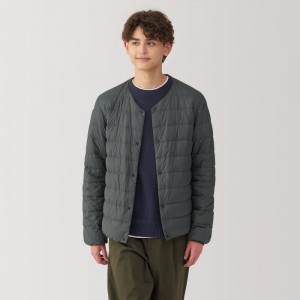 Muji Lightweight Down Collarless Uomo Giacche Grigie | JC8U4H58Q