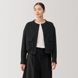 Muji Stretch Brushed Cardigan Donna Giacche Nere | VQ4E8L91W