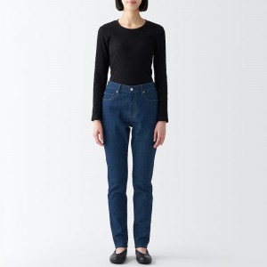 Muji WoStretch Denim Slim Uomo Jeans Blu Marino | WB5N7P18V