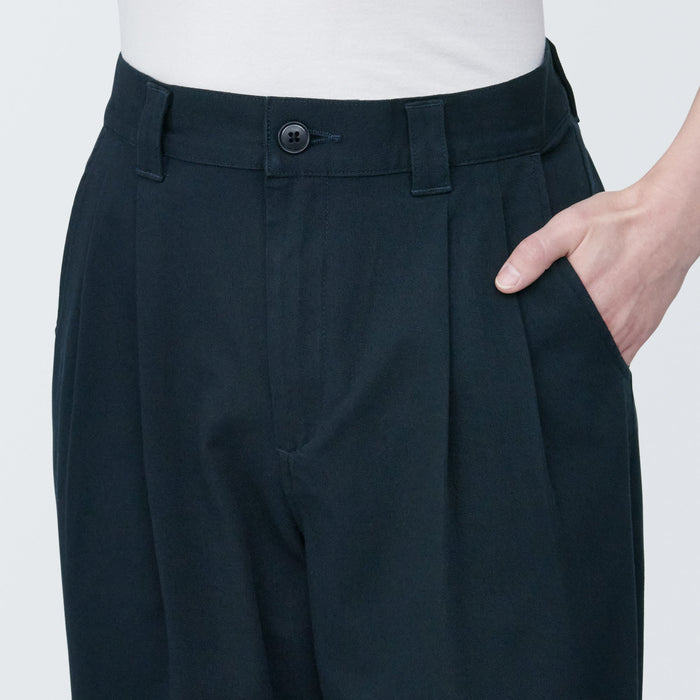 Muji 4-Way Stretch Chino Darted Wide Donna Pantaloni Blu Marino | JJ3M5Y03X
