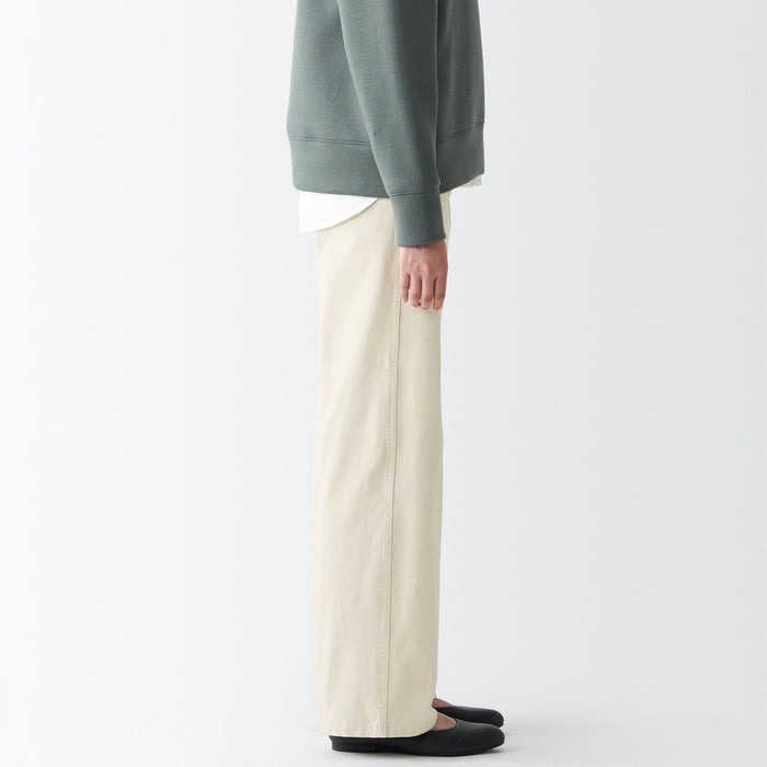 Muji 4-Way Stretch Chino Wide Straight Donna Pantaloni Bianche | OQ8S0T63W