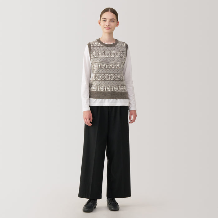 Muji Andes Wool Jacquard Pattern Donna Gilet Grigie | KS5L1B36I