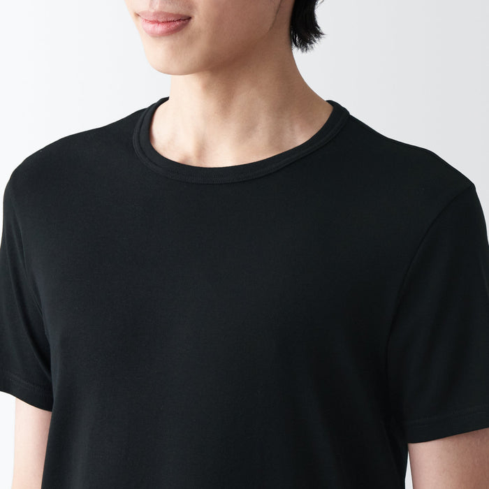Muji Breathable Cotton Crew Neck Short Sleeve Uomo Magliette Nere | HR4P6P26V