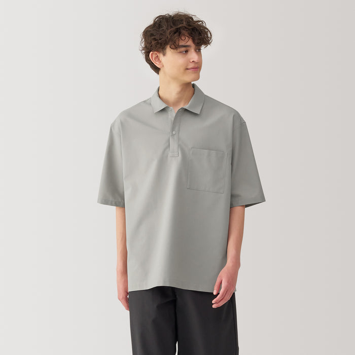 Muji Breathable Wide Half Sleeve Woven Uomo Magliette Polo Grigie | GS4J7S16N