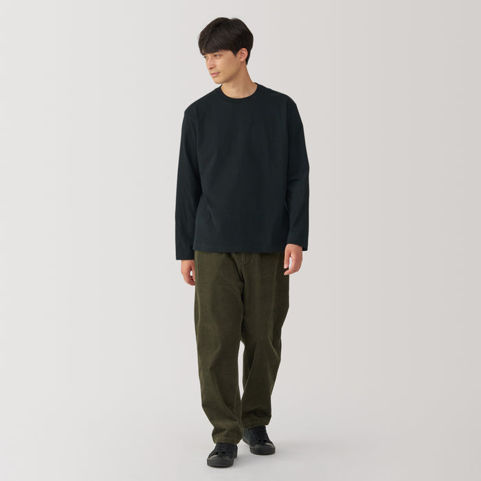 Muji Brushed Crew Neck Long Sleeve Uomo Magliette Blu Marino | FW4U0F29T