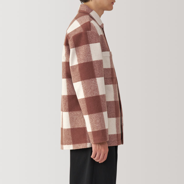 Muji Brushed Stretch Checkered Shirt Uomo Giacche Rosse | LE7P2I31V