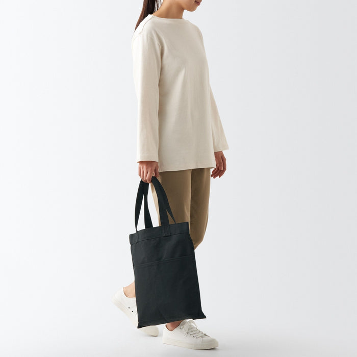 Muji Canvas Tall Uomo Borse Tote Nere | YL5G1E13E