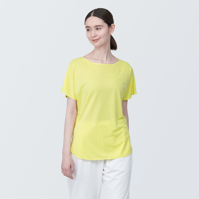 Muji Cool Touch Boat Neck Short Sleeve Donna Magliette Gialle | EC9L6G13A