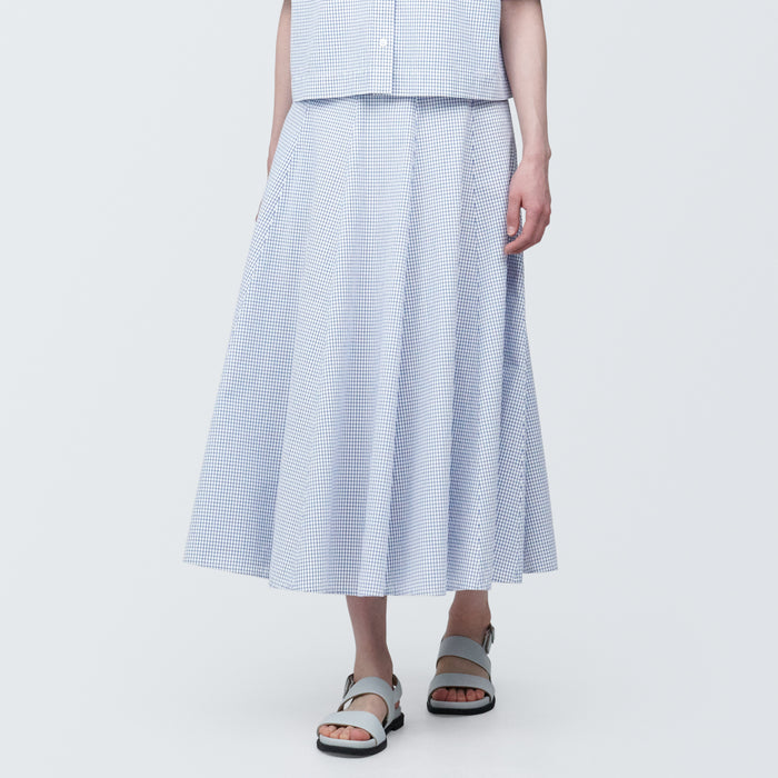 Muji Cool Touch Broadcloth Patterned Flared Donna Gonne Blu | KK7L2M71R
