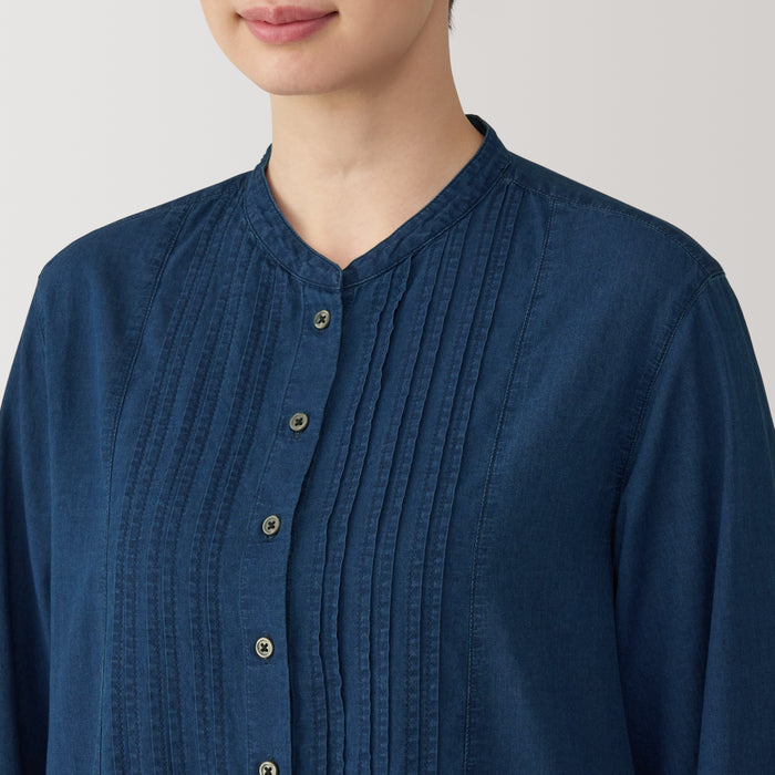 Muji Cotton Voile Indigo Long Sleeve Donna Vestito Blu | AS2T1J31H