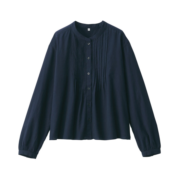 Muji Cotton Voile Long Sleeve Donna Camicetta Blu Marino | AX4R6T56B