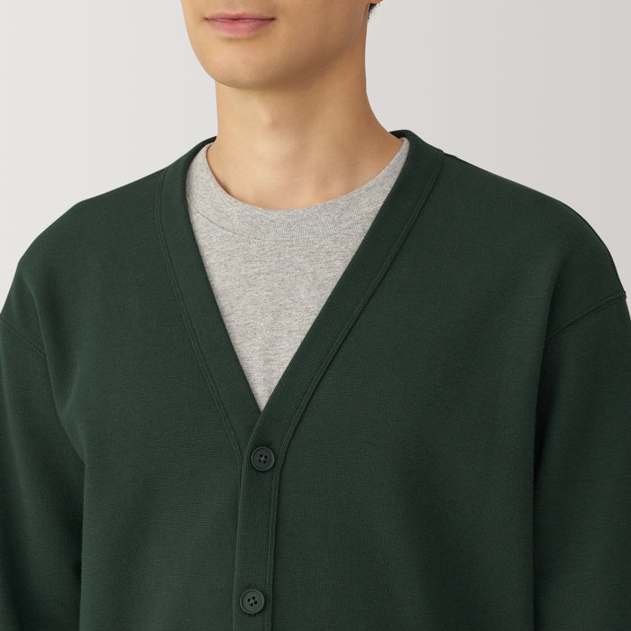 Muji Double Knitted V Neck Uomo Cardigan Verdi | AO4G9Z86Q