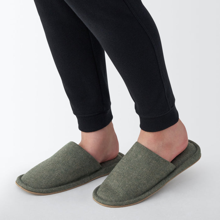 Muji Either-Foot Flannel Uomo Pantofole Verdi | UP0B8I25D
