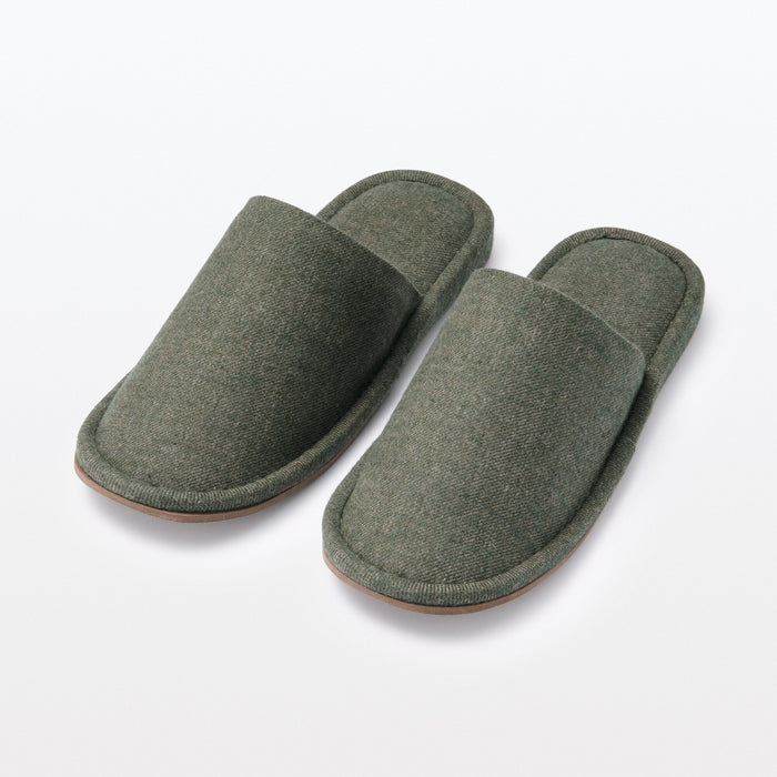 Muji Either-Foot Flannel Uomo Pantofole Verdi | UP0B8I25D