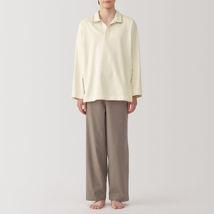 Muji Flannel Skipper Uomo Pigiama Bianche | DJ5I7I09F