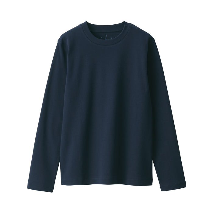 Muji Interlock Crew Neck Long Sleeve Donna Magliette Blu Marino | CR2B9X44H