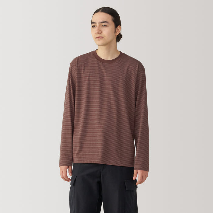 Muji Jersey Crew Neck Long Sleeve Striped Uomo Magliette Grigie | EW9K6E87F