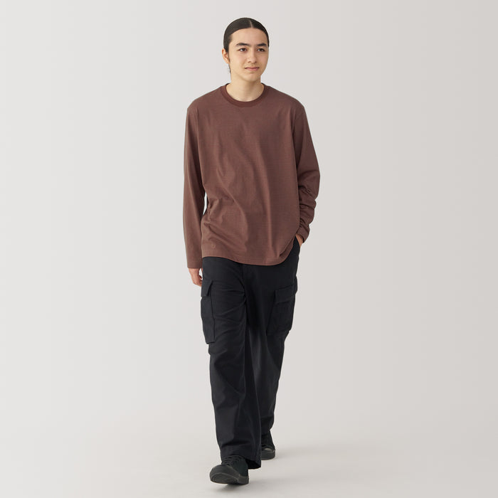 Muji Jersey Crew Neck Long Sleeve Striped Uomo Magliette Grigie | EW9K6E87F