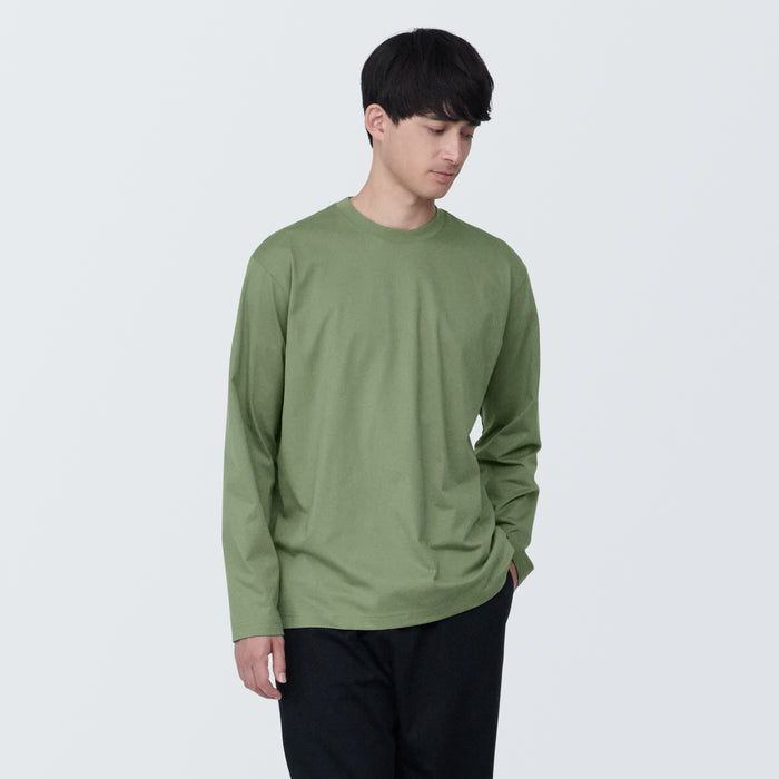 Muji Jersey Crew Neck Long Sleeve Uomo Magliette Verdi | BH2P3F79C