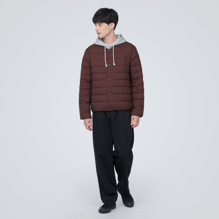 Muji Lightweight Down Collarless Uomo Giacche Bordeaux | NT6G0U33K