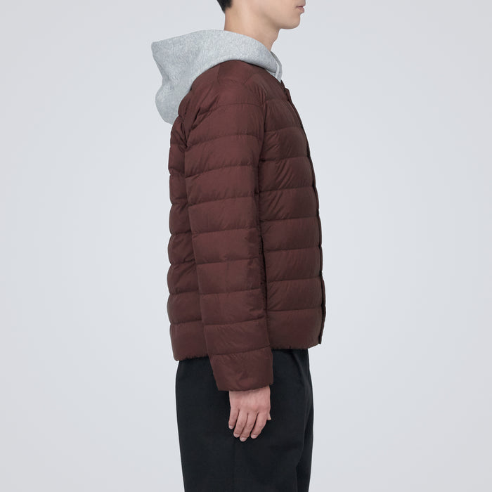 Muji Lightweight Down Collarless Uomo Giacche Bordeaux | NT6G0U33K