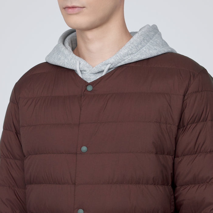 Muji Lightweight Down Collarless Uomo Giacche Bordeaux | NT6G0U33K