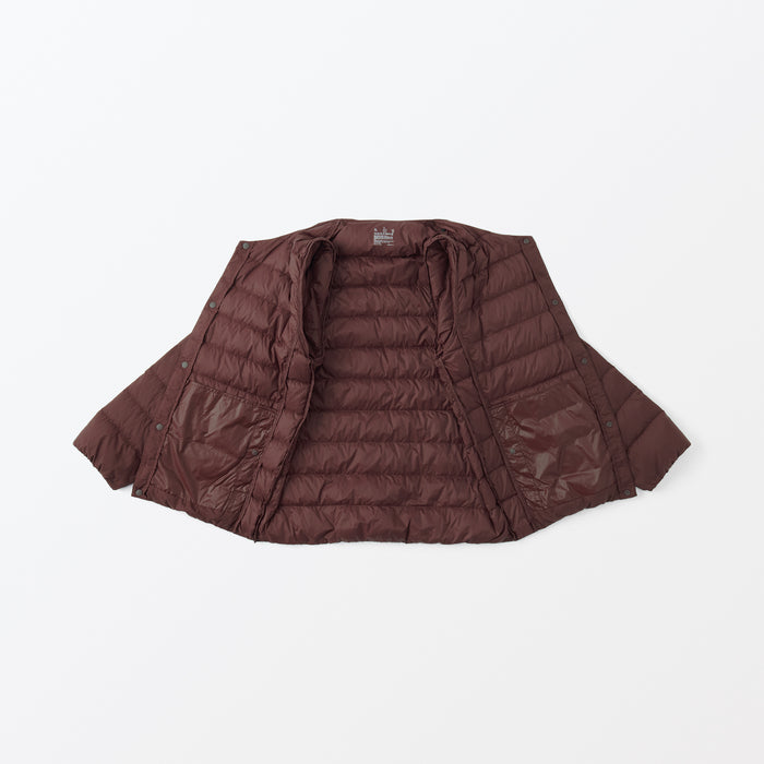 Muji Lightweight Down Collarless Uomo Giacche Bordeaux | NT6G0U33K