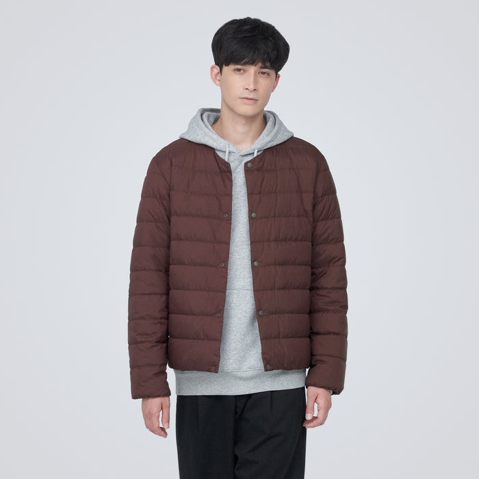 Muji Lightweight Down Collarless Uomo Giacche Bordeaux | NT6G0U33K