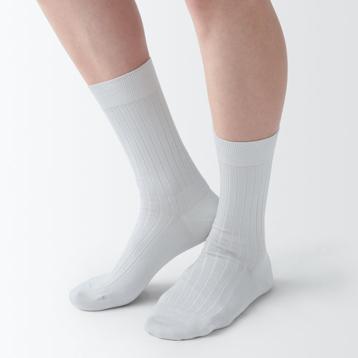 Muji Lustrous Cotton Yarn Ribbed Donna Calzini Bianche | WP8W8Y49H