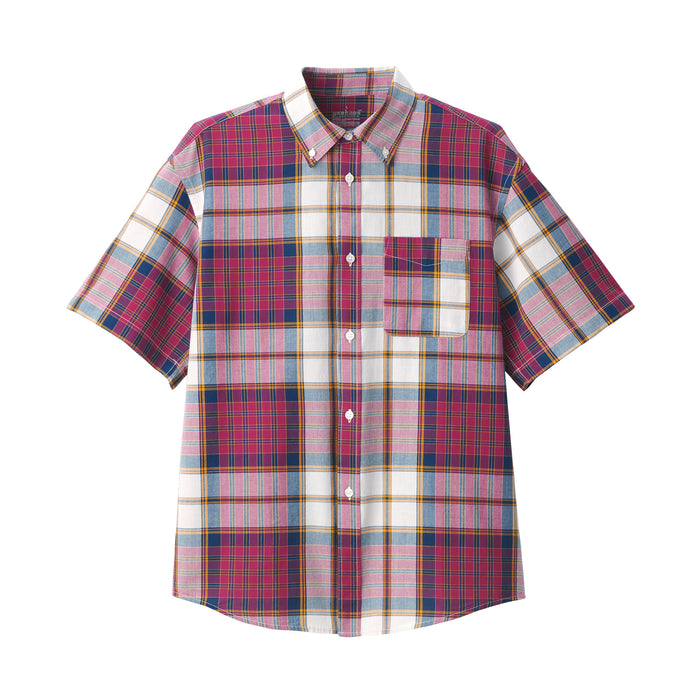 Muji Madras Check Button Down Short Sleeve Uomo Camicie Rosse | FR9Q0K69F