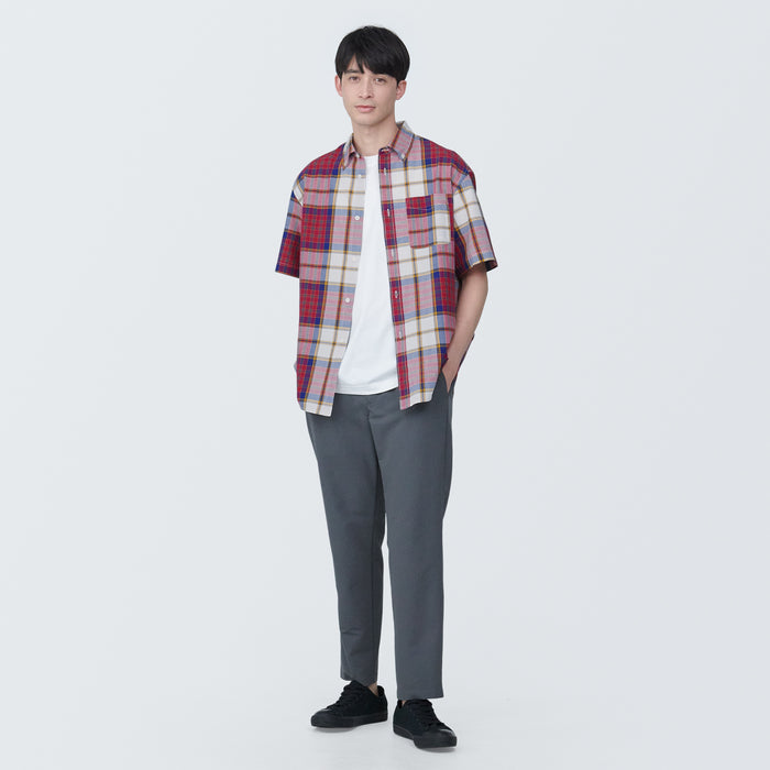 Muji Madras Check Button Down Short Sleeve Uomo Camicie Rosse | FR9Q0K69F