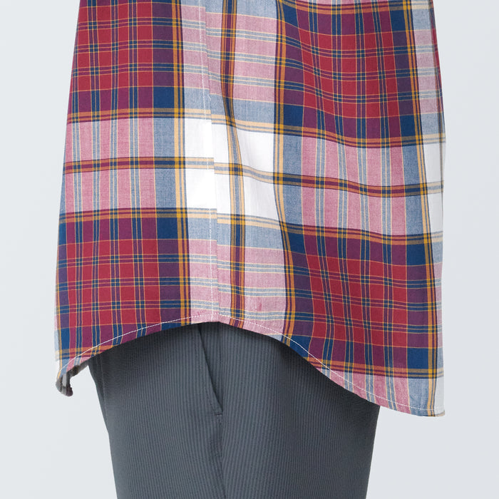 Muji Madras Check Button Down Short Sleeve Uomo Camicie Rosse | FR9Q0K69F