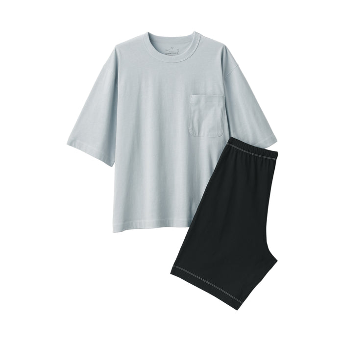 Muji Moisture-Wicking Cotton Short Sleeve Loungewear Uomo Pigiama Grigie | JF8H4E91Q