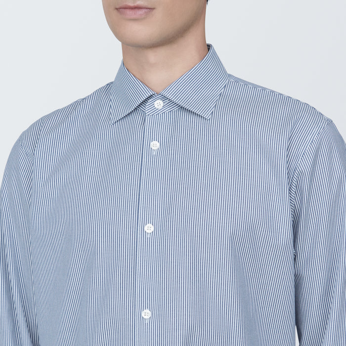 Muji Non-Iron Semi Wide Collar Striped Uomo Camicie Blu | CG0H8A41N