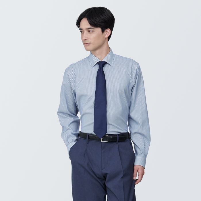 Muji Non-Iron Semi Wide Collar Striped Uomo Camicie Blu | CG0H8A41N
