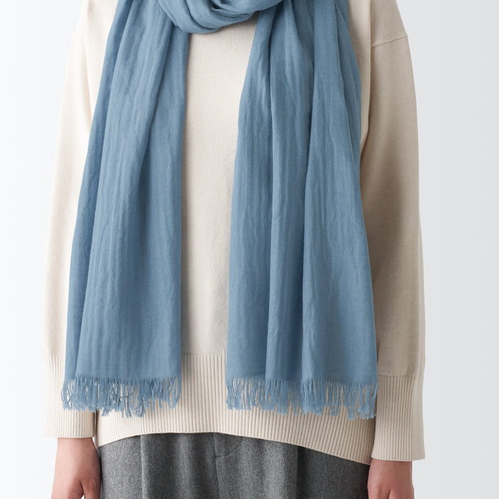Muji Recycled Polyester Blend Uomo Sciarpa Blu | IR5I6A79C