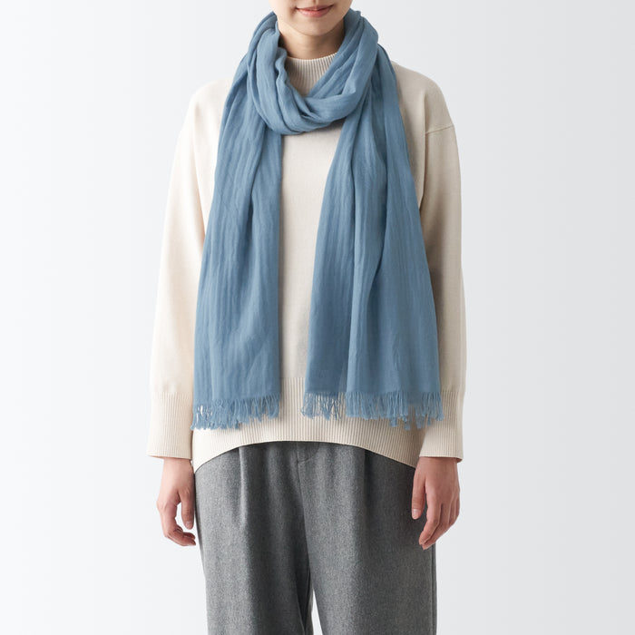 Muji Recycled Polyester Blend Uomo Sciarpa Blu | IR5I6A79C