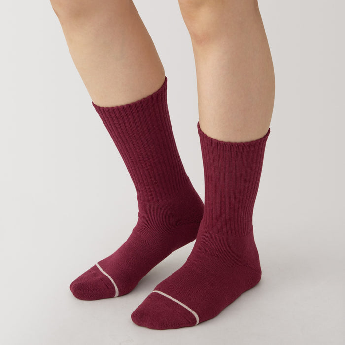 Muji Right Angle Warm Cotton Blend Thick Crew Donna Calzini Rosse | LB1U7W02R