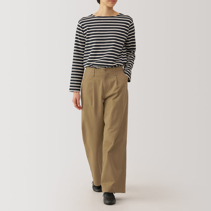 Muji Slub Yarn Chino Darted Wide Donna Pantaloni Marroni | YS2P1D65T