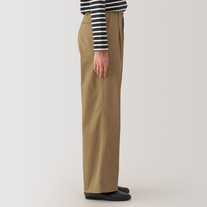 Muji Slub Yarn Chino Darted Wide Donna Pantaloni Marroni | YS2P1D65T