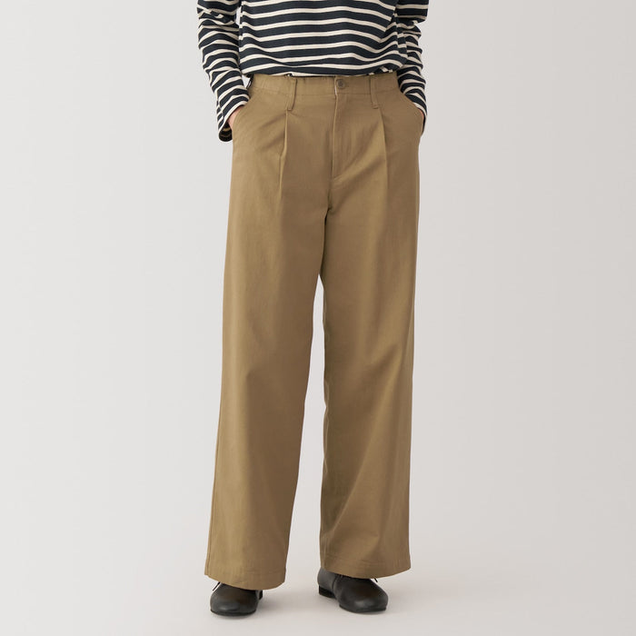 Muji Slub Yarn Chino Darted Wide Donna Pantaloni Marroni | YS2P1D65T