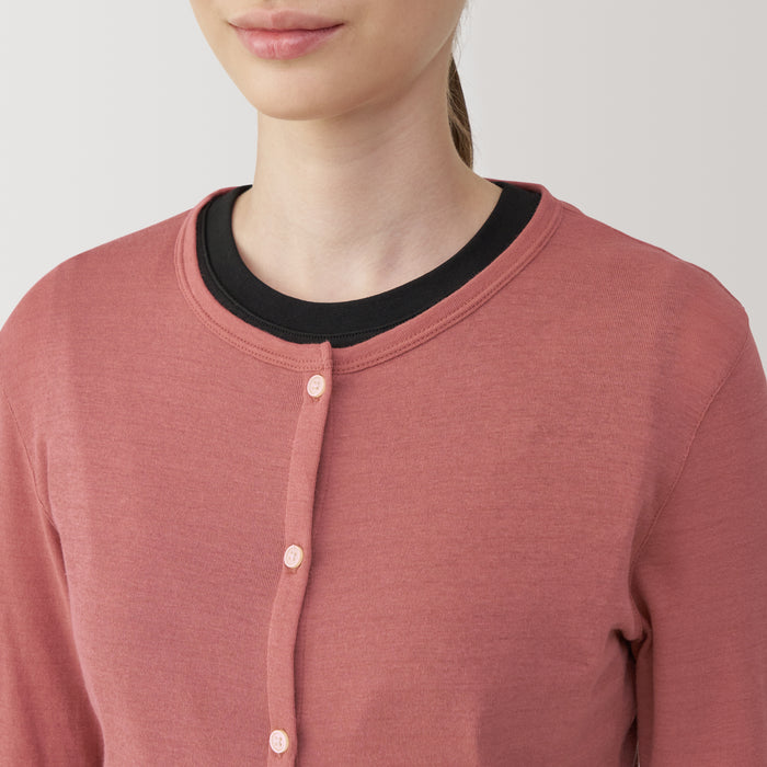 Muji Soy Fiber Blend Ribbed Crew Neck Donna Cardigan Marroni | FB3O2K42X