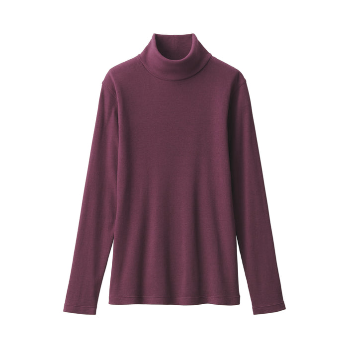 Muji Soy Fiber Blend Ribbed Turtleneck Long Sleeve Donna Magliette Viola | LM8Y2P50T