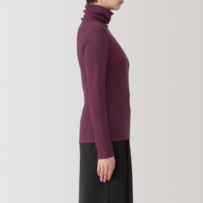 Muji Soy Fiber Blend Ribbed Turtleneck Long Sleeve Donna Magliette Viola | LM8Y2P50T