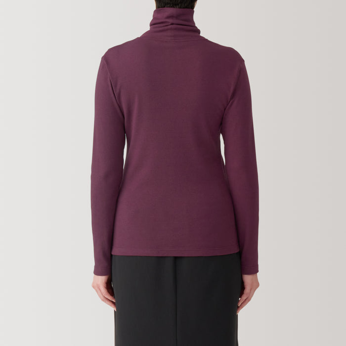 Muji Soy Fiber Blend Ribbed Turtleneck Long Sleeve Donna Magliette Viola | LM8Y2P50T