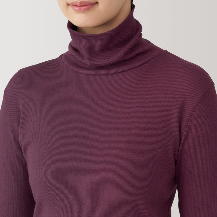 Muji Soy Fiber Blend Ribbed Turtleneck Long Sleeve Donna Magliette Viola | LM8Y2P50T