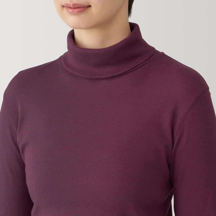 Muji Soy Fiber Blend Ribbed Turtleneck Long Sleeve Donna Magliette Viola | LM8Y2P50T
