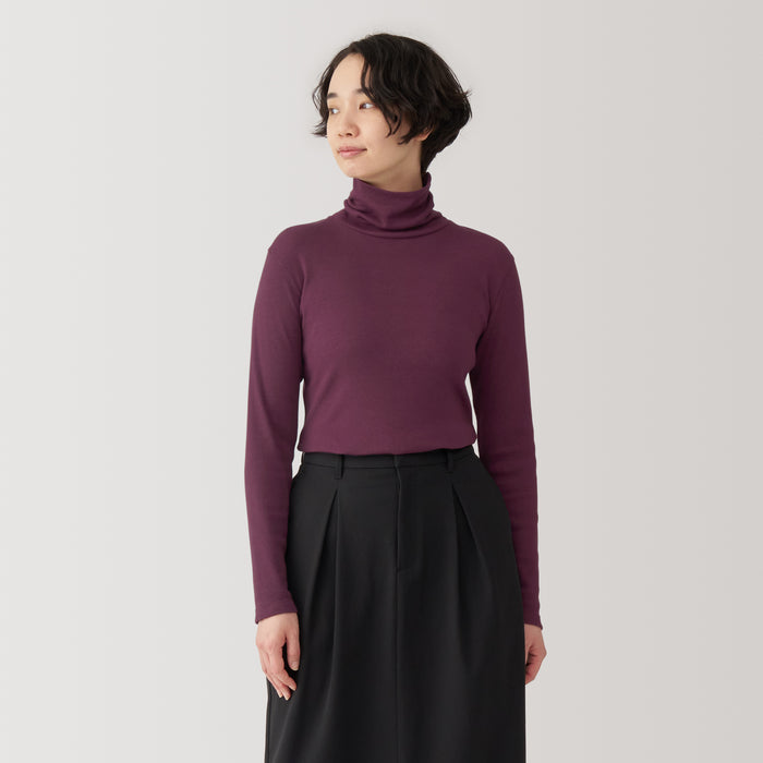 Muji Soy Fiber Blend Ribbed Turtleneck Long Sleeve Donna Magliette Viola | LM8Y2P50T