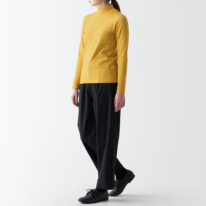 Muji Stretch Ribbed Mock Neck Long Sleeve Donna Magliette Beige | IC0E3R08W